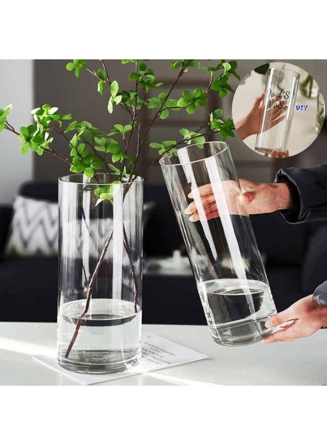 Tall Cylinder Glass Vase, Set of 2, Clear, for Flowers and Aquatic Plants, Height 40cm - Image 3